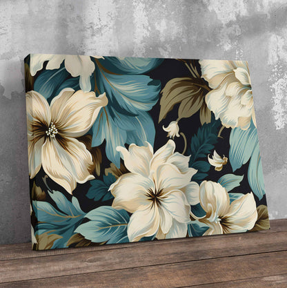 Dark Floral Pattern Pre-Printed Canvas