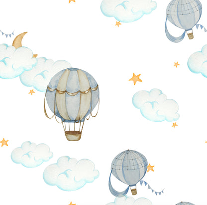 Blue Watercolour Hot Air Balloon Wallpaper