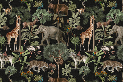 Dark Jungle Pattern Wallpaper