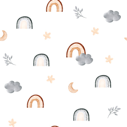 Watercolour Rainbow and Cloud Wallpaper