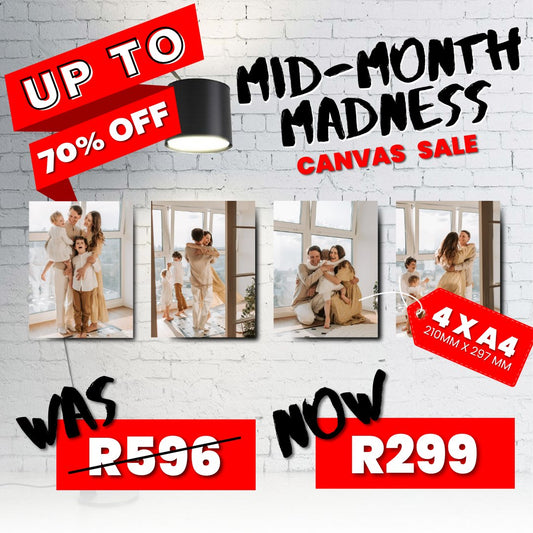 4 x A4 Canvas Mid Month Madness Deal - Canvas and Gifts