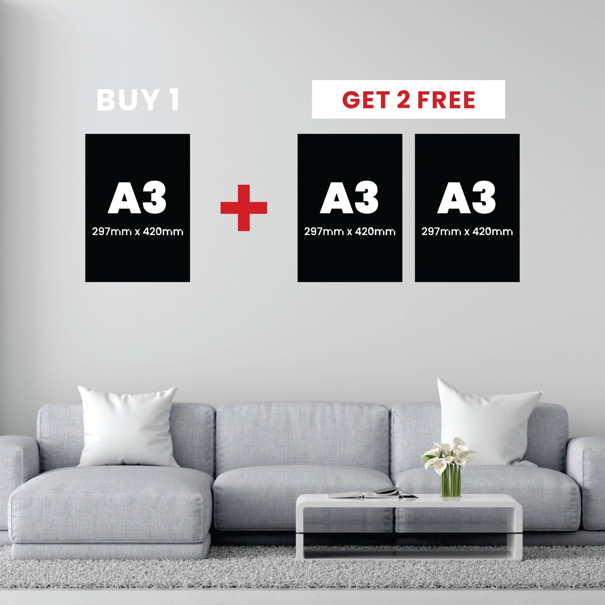 A3 - Buy 1, Get 2 FREE Canvas Deal - Canvas and Gifts