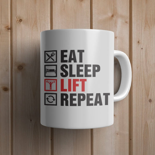 Eat sleep lift repeat Gym Mug - Canvas and Gifts