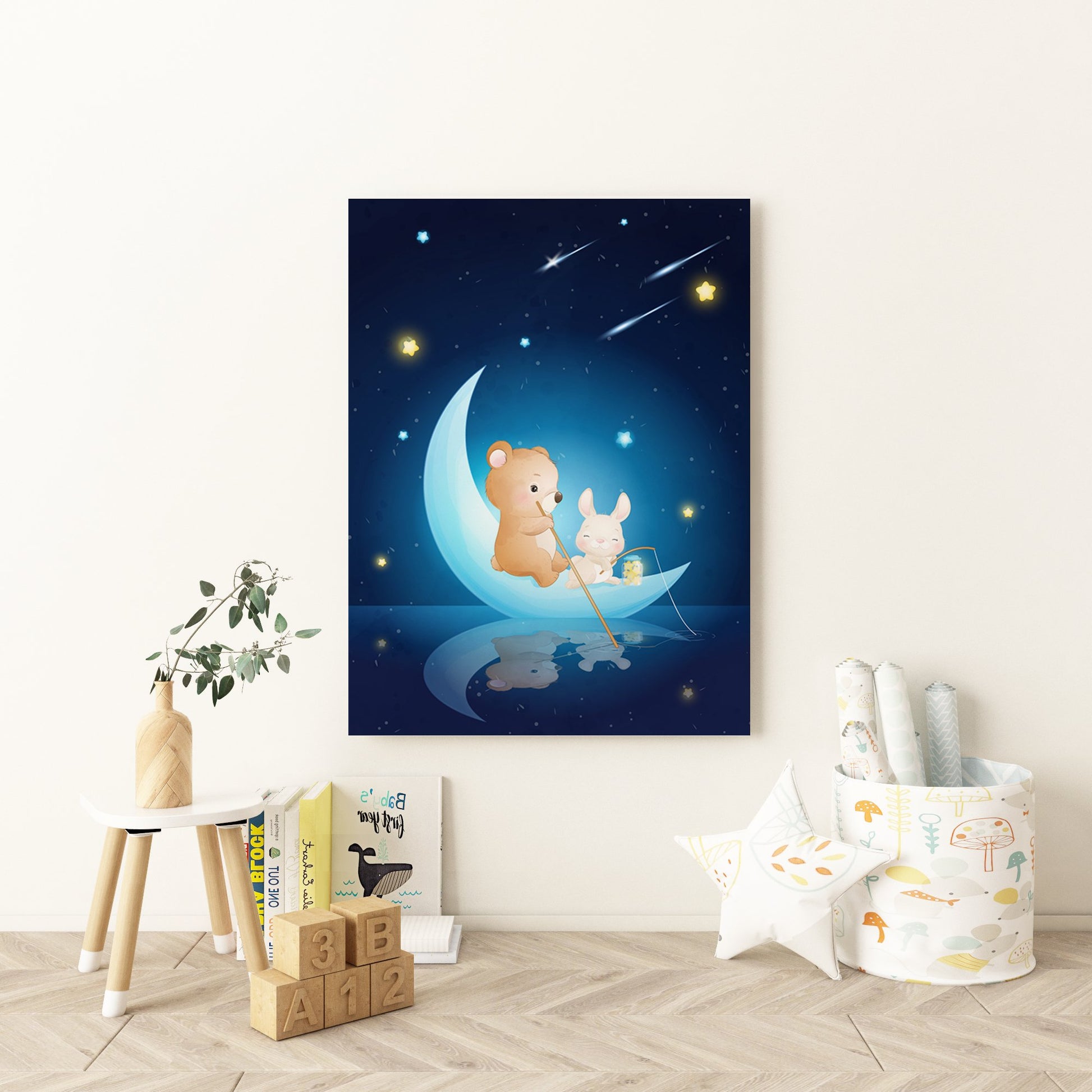 Fishing From The Moon Nursery Canvas - Canvas and Gifts