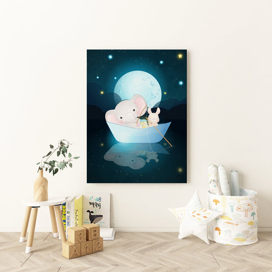 Fishing Under The Moon Nursery Canvas - Canvas and Gifts