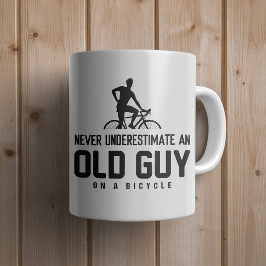 Old Guy on a Bicycle Cycling Mug - Canvas and Gifts