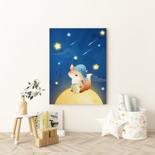 Sitting On The Moon Nursery Canvas - Canvas and Gifts