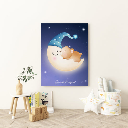 Sleepy Moon Nursery Canvas - Canvas and Gifts