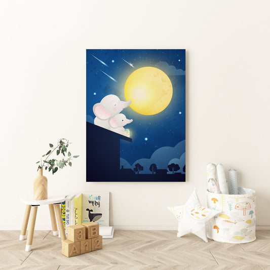 Staring At The Moon Nursery Canvas - Canvas and Gifts